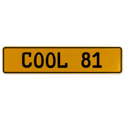 COOL 81  - Yellow Aluminum Street Sign Mancave Euro Plate Name Door Sign Wall