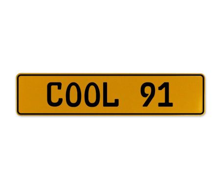 COOL 91  - Yellow Aluminum Street Sign Mancave Euro Plate Name Door Sign Wall
