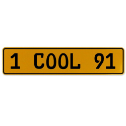 1 COOL 91  - Yellow Aluminum Street Sign Mancave Euro Plate Name Door Sign Wall
