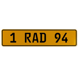 1 RAD 94  - Yellow Aluminum Street Sign Mancave Euro Plate Name Door Sign Wall