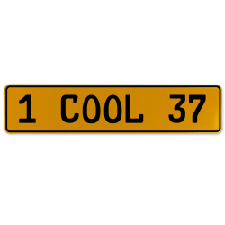 1 COOL 37  - Yellow Aluminum Street Sign Mancave Euro Plate Name Door Sign Wall