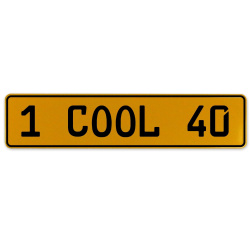 1 COOL 40  - Yellow Aluminum Street Sign Mancave Euro Plate Name Door Sign Wall