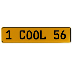 1 COOL 56  - Yellow Aluminum Street Sign Mancave Euro Plate Name Door Sign Wall