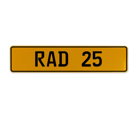 RAD 25  - Yellow Aluminum Street Sign Mancave Euro Plate Name Door Sign Wall