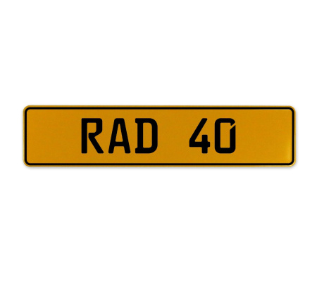 RAD 40  - Yellow Aluminum Street Sign Mancave Euro Plate Name Door Sign Wall