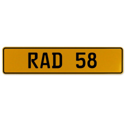 RAD 58  - Yellow Aluminum Street Sign Mancave Euro Plate Name Door Sign Wall