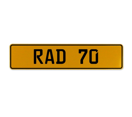 RAD 70  - Yellow Aluminum Street Sign Mancave Euro Plate Name Door Sign Wall