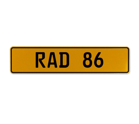 RAD 86  - Yellow Aluminum Street Sign Mancave Euro Plate Name Door Sign Wall