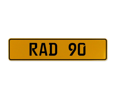 RAD 90  - Yellow Aluminum Street Sign Mancave Euro Plate Name Door Sign Wall