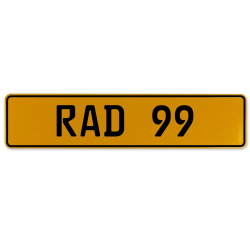 RAD 99  - Yellow Aluminum Street Sign Mancave Euro Plate Name Door Sign Wall
