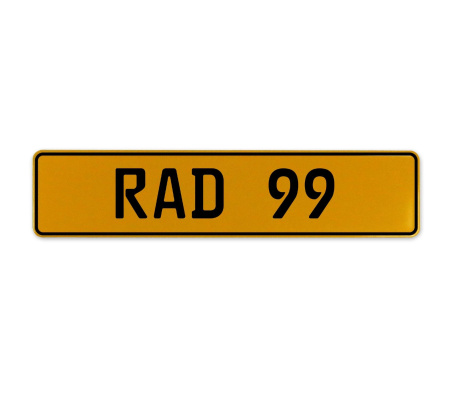 RAD 99  - Yellow Aluminum Street Sign Mancave Euro Plate Name Door Sign Wall