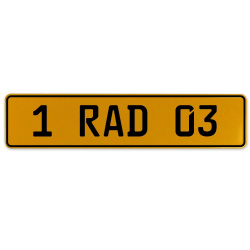 1 RAD 03  - Yellow Aluminum Street Sign Mancave Euro Plate Name Door Sign Wall