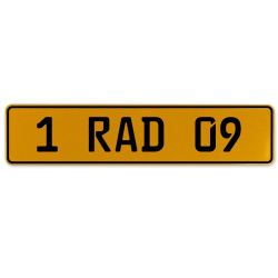 1 RAD 09  - Yellow Aluminum Street Sign Mancave Euro Plate Name Door Sign Wall