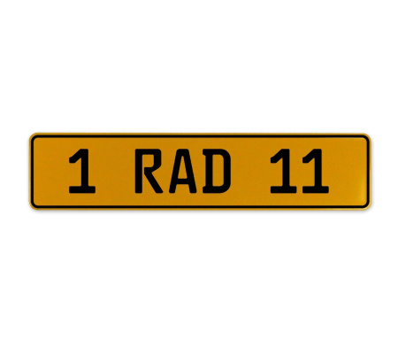 1 RAD 11  - Yellow Aluminum Street Sign Mancave Euro Plate Name Door Sign Wall