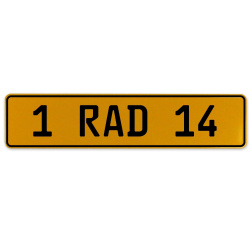 1 RAD 14  - Yellow Aluminum Street Sign Mancave Euro Plate Name Door Sign Wall