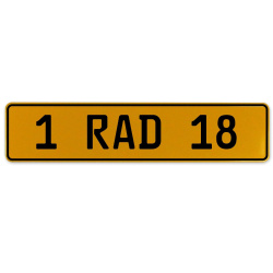1 RAD 18  - Yellow Aluminum Street Sign Mancave Euro Plate Name Door Sign Wall