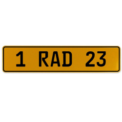 1 RAD 23  - Yellow Aluminum Street Sign Mancave Euro Plate Name Door Sign Wall