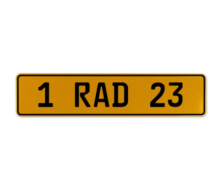 1 RAD 23  - Yellow Aluminum Street Sign Mancave Euro Plate Name Door Sign Wall