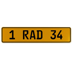 1 RAD 34  - Yellow Aluminum Street Sign Mancave Euro Plate Name Door Sign Wall