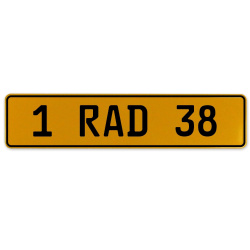 1 RAD 38  - Yellow Aluminum Street Sign Mancave Euro Plate Name Door Sign Wall