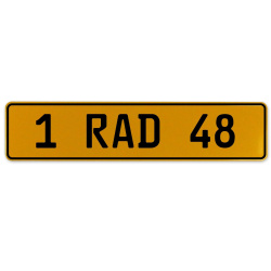1 RAD 48  - Yellow Aluminum Street Sign Mancave Euro Plate Name Door Sign Wall