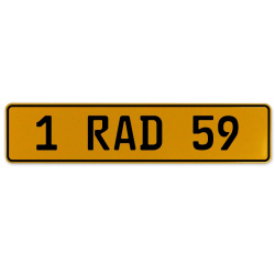 1 RAD 59  - Yellow Aluminum Street Sign Mancave Euro Plate Name Door Sign Wall