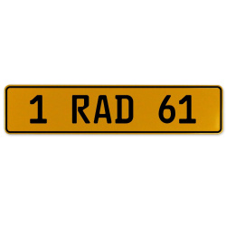 1 RAD 61  - Yellow Aluminum Street Sign Mancave Euro Plate Name Door Sign Wall