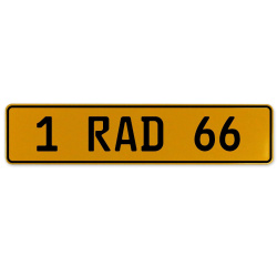 1 RAD 66  - Yellow Aluminum Street Sign Mancave Euro Plate Name Door Sign Wall