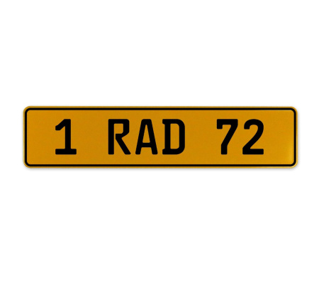 1 RAD 72  - Yellow Aluminum Street Sign Mancave Euro Plate Name Door Sign Wall