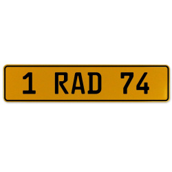 1 RAD 74  - Yellow Aluminum Street Sign Mancave Euro Plate Name Door Sign Wall