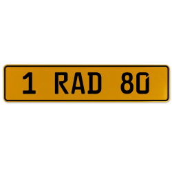 1 RAD 80  - Yellow Aluminum Street Sign Mancave Euro Plate Name Door Sign Wall