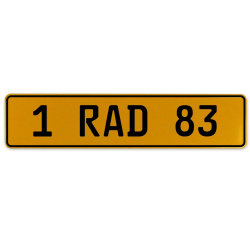 1 RAD 83  - Yellow Aluminum Street Sign Mancave Euro Plate Name Door Sign Wall