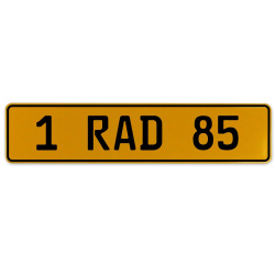 1 RAD 85  - Yellow Aluminum Street Sign Mancave Euro Plate Name Door Sign Wall