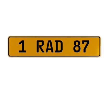 1 RAD 87  - Yellow Aluminum Street Sign Mancave Euro Plate Name Door Sign Wall