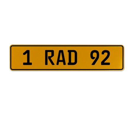 1 RAD 92  - Yellow Aluminum Street Sign Mancave Euro Plate Name Door Sign Wall
