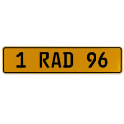 1 RAD 96  - Yellow Aluminum Street Sign Mancave Euro Plate Name Door Sign Wall