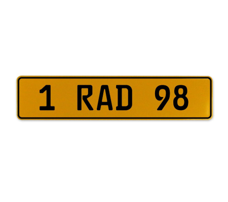 1 RAD 98  - Yellow Aluminum Street Sign Mancave Euro Plate Name Door Sign Wall