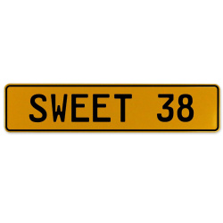SWEET 38  - Yellow Aluminum Street Sign Mancave Euro Plate Name Door Sign Wall