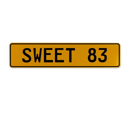 SWEET 83  - Yellow Aluminum Street Sign Mancave Euro Plate Name Door Sign Wall