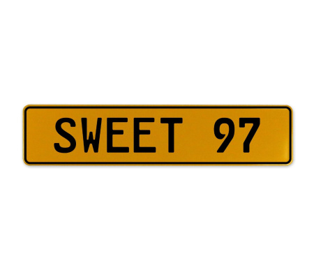 SWEET 97  - Yellow Aluminum Street Sign Mancave Euro Plate Name Door Sign Wall