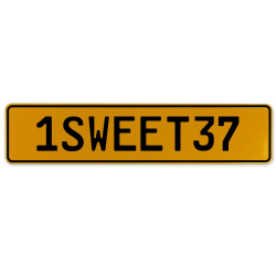 1SWEET37  - Yellow Aluminum Street Sign Mancave Euro Plate Name Door Sign Wall