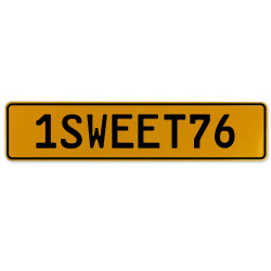 1SWEET76  - Yellow Aluminum Street Sign Mancave Euro Plate Name Door Sign Wall