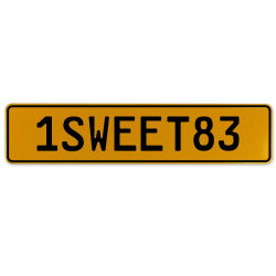 1SWEET83  - Yellow Aluminum Street Sign Mancave Euro Plate Name Door Sign Wall