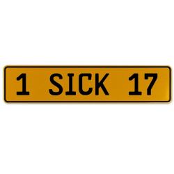 1 SICK 17  - Yellow Aluminum Street Sign Mancave Euro Plate Name Door Sign Wall
