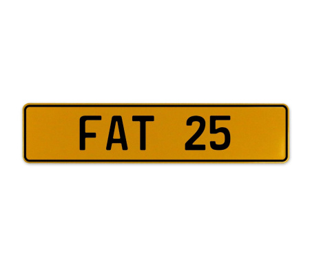 FAT 25  - Yellow Aluminum Street Sign Mancave Euro Plate Name Door Sign Wall