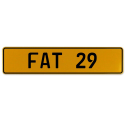 FAT 29  - Yellow Aluminum Street Sign Mancave Euro Plate Name Door Sign Wall
