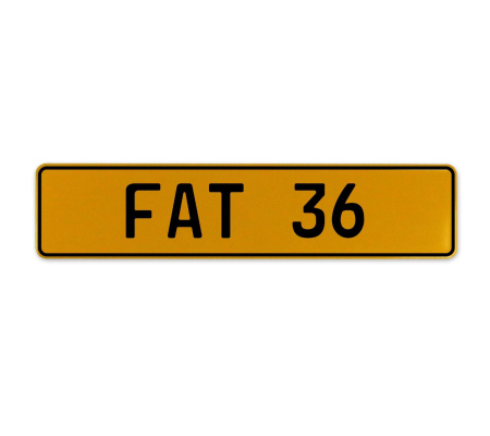 FAT 36  - Yellow Aluminum Street Sign Mancave Euro Plate Name Door Sign Wall