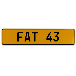 FAT 43  - Yellow Aluminum Street Sign Mancave Euro Plate Name Door Sign Wall