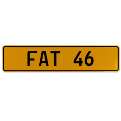 FAT 46  - Yellow Aluminum Street Sign Mancave Euro Plate Name Door Sign Wall
