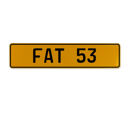 FAT 53  - Yellow Aluminum Street Sign Mancave Euro Plate Name Door Sign Wall